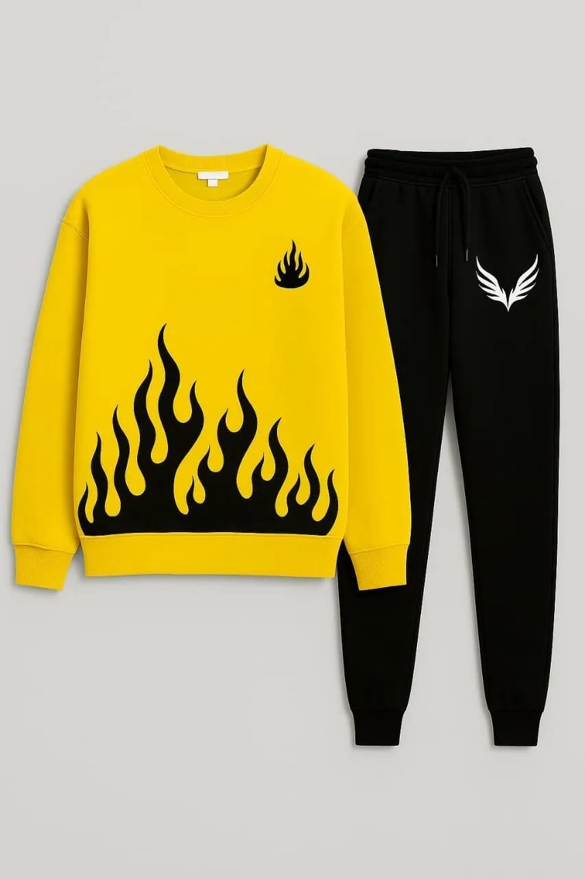 2 Pcs Men's Fleece Printed Sweatshirt Track Suit